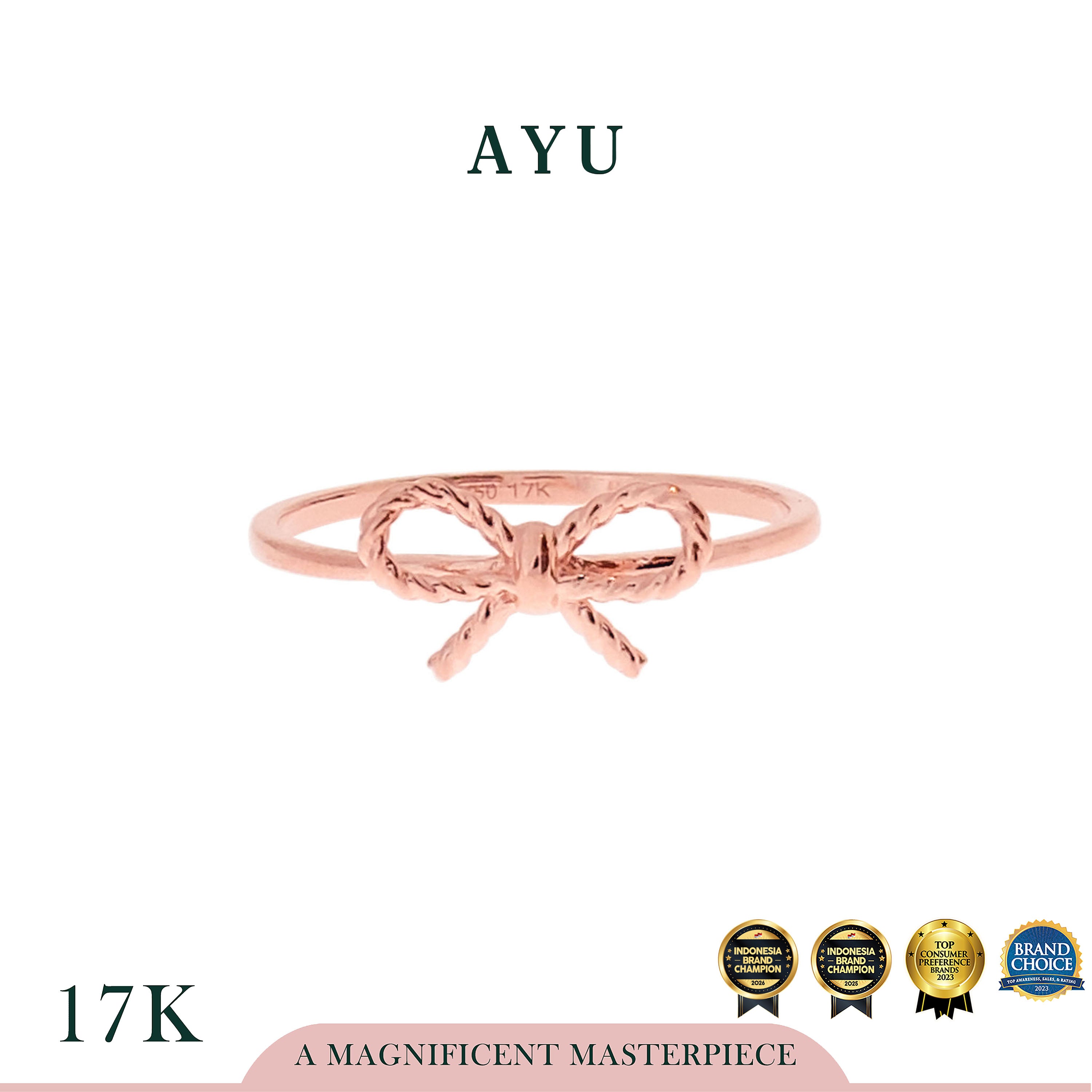 AYU Cincin Emas - Twist Ribbon Ring 17K Rose Gold