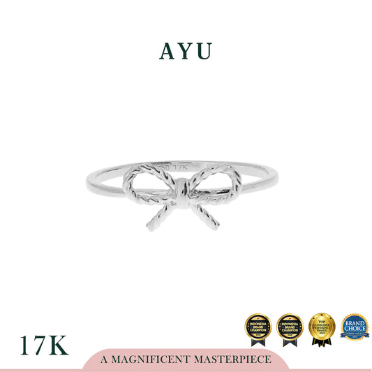 AYU Cincin Emas - Twist Ribbon Ring 17K White Gold