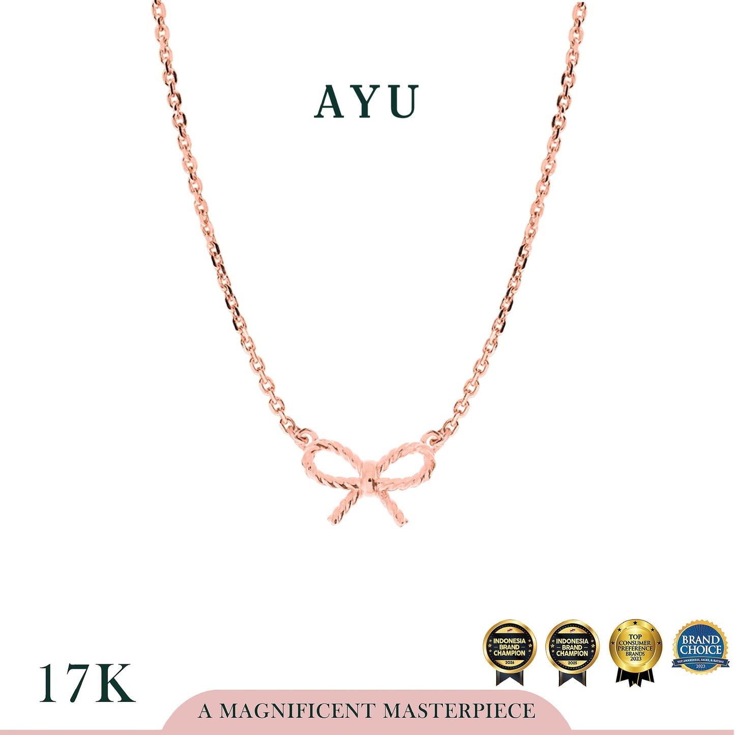 AYU Kalung Emas - Twist Ribbon Necklace 17k Rose Gold