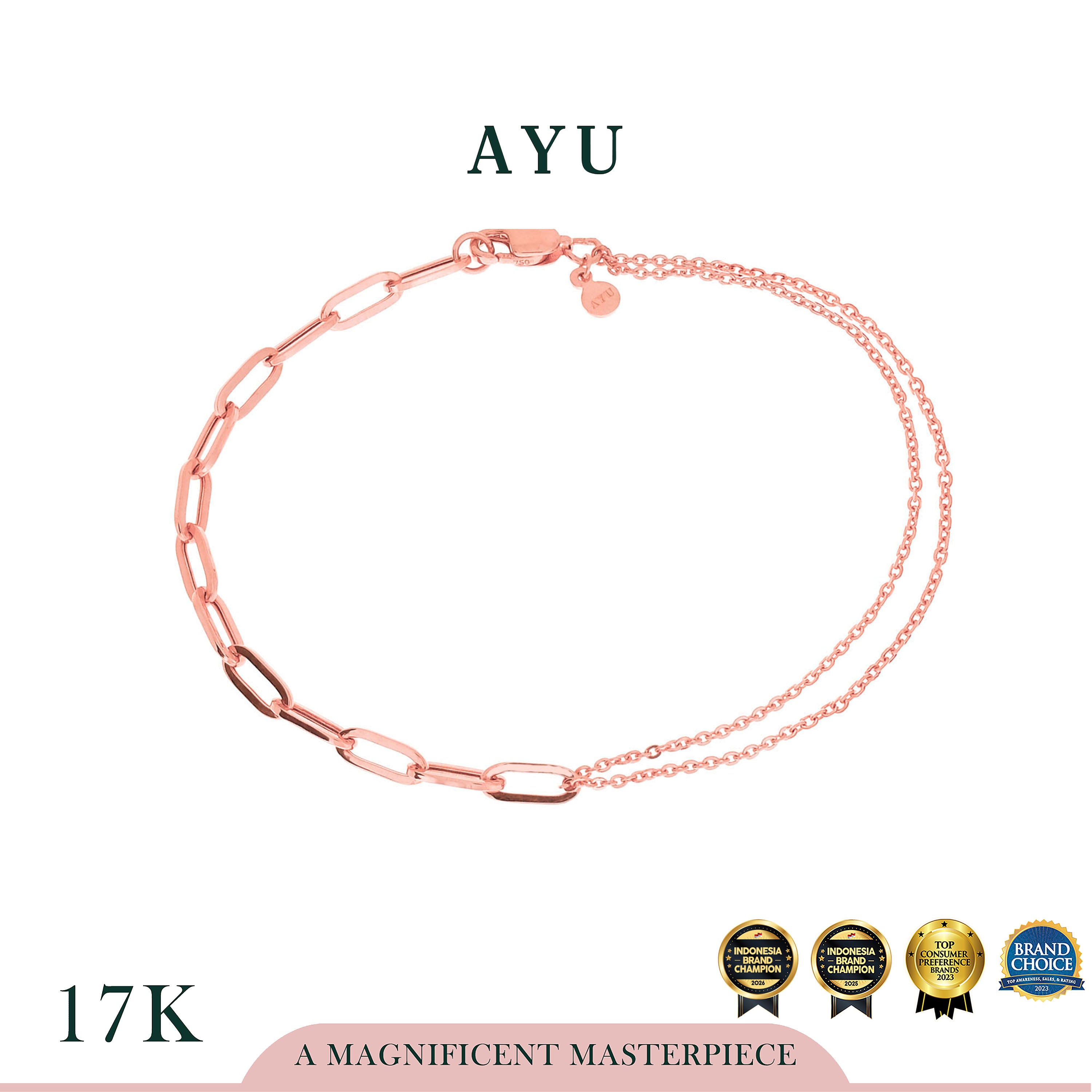 AYU Gelang Emas - Undecided Chain Bracelet 17k Rose Gold