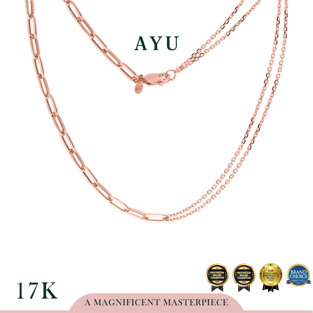 AYU Kalung Emas - Undecided Chain Necklace 17k Rose Gold