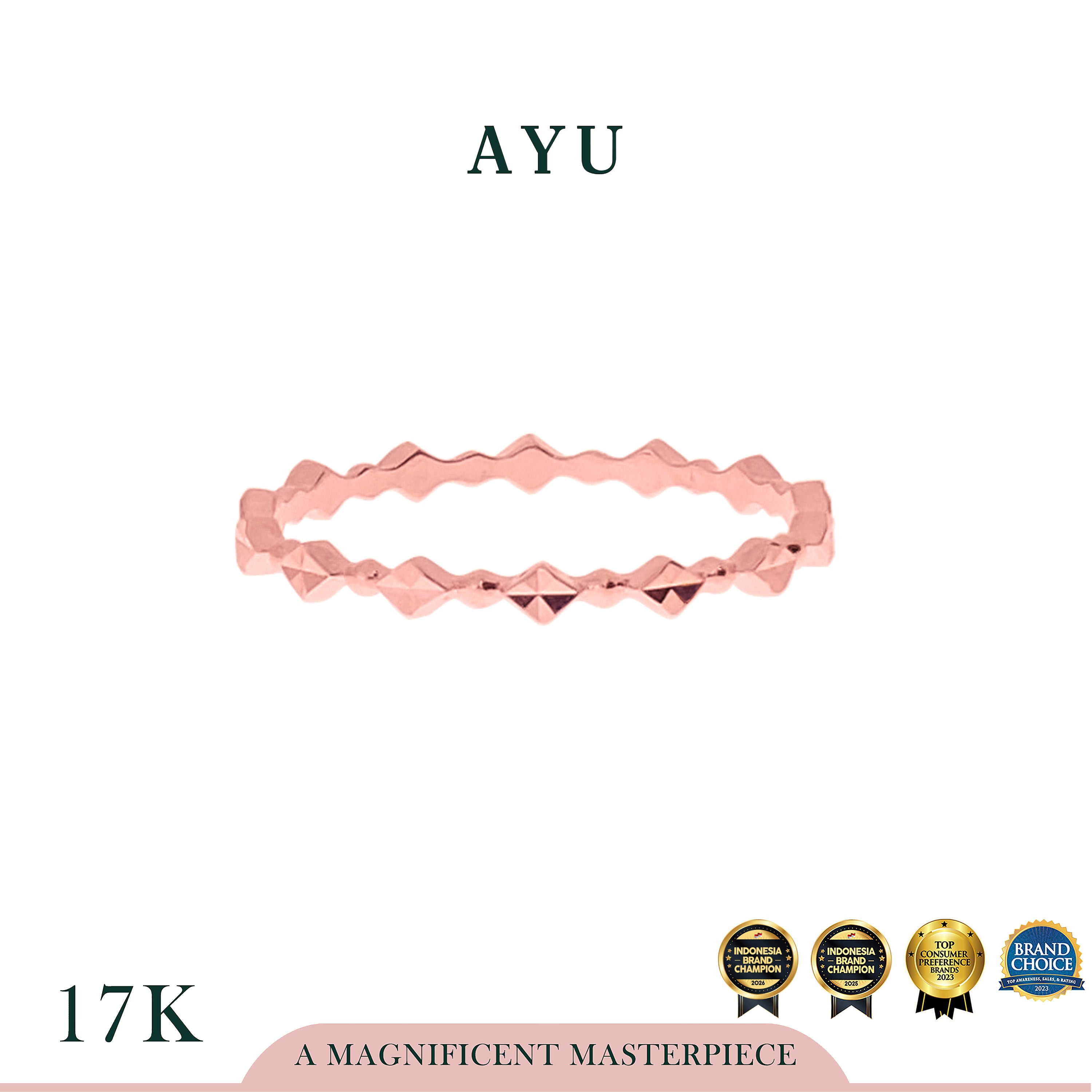 AYU Cincin Emas - Wajik Bling Stack 17K Rose Gold