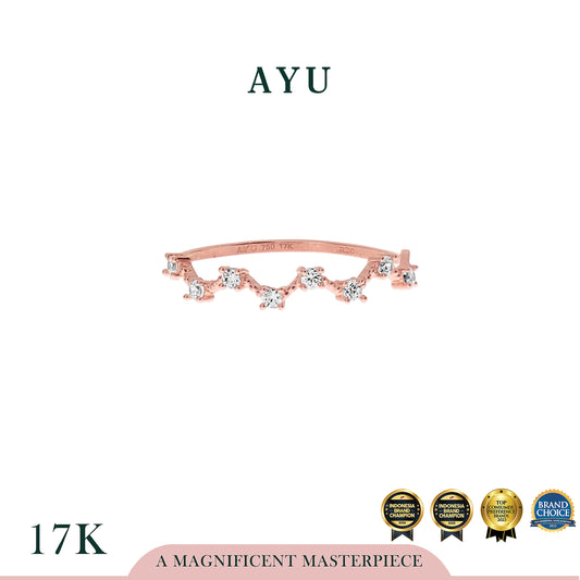 AYU Cincin Emas - Zigzag Constellation Stack 17k Rose Gold