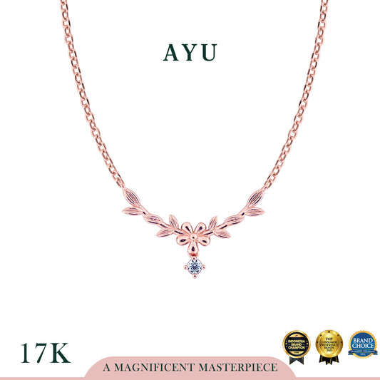 AYU Kalung Emas - Angel Vine Chevron Mini Solitaire Chain Necklace 17k Rose Gold
