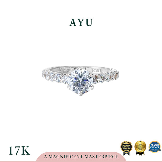 AYU Cincin Emas - Baby Gigi 6 Prong Solitaire Ring 17k White Gold