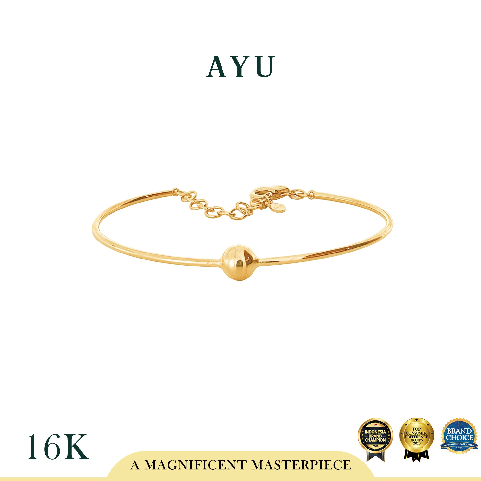 AYU Gelang Emas - Boba On 3/4 Wire Bangle 16k Yellow Gold