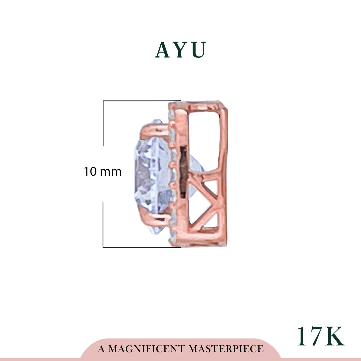 AYU Liontin Emas - Cushion Halo Pendant 17k Rose Gold