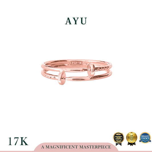 AYU Cincin Emas - Double Nail Ring 17k Rose Gold