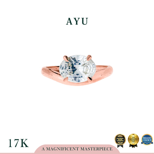 AYU Cincin Emas - Floating Oval Ring 17k Rose Gold