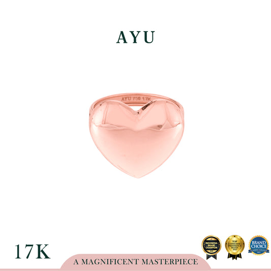 AYU Cincin Emas - Gold Chubby Heart Ring 17k Rose Gold