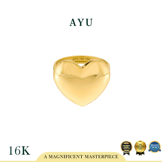 AYU Cincin Emas - Gold Chubby Heart Ring 16k Yellow Gold