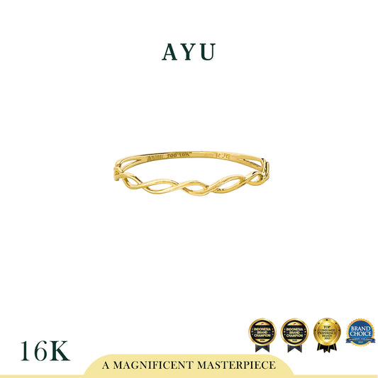 AYU Cincin Emas - Gold Dancing Wave Stack 16k Yellow Gold
