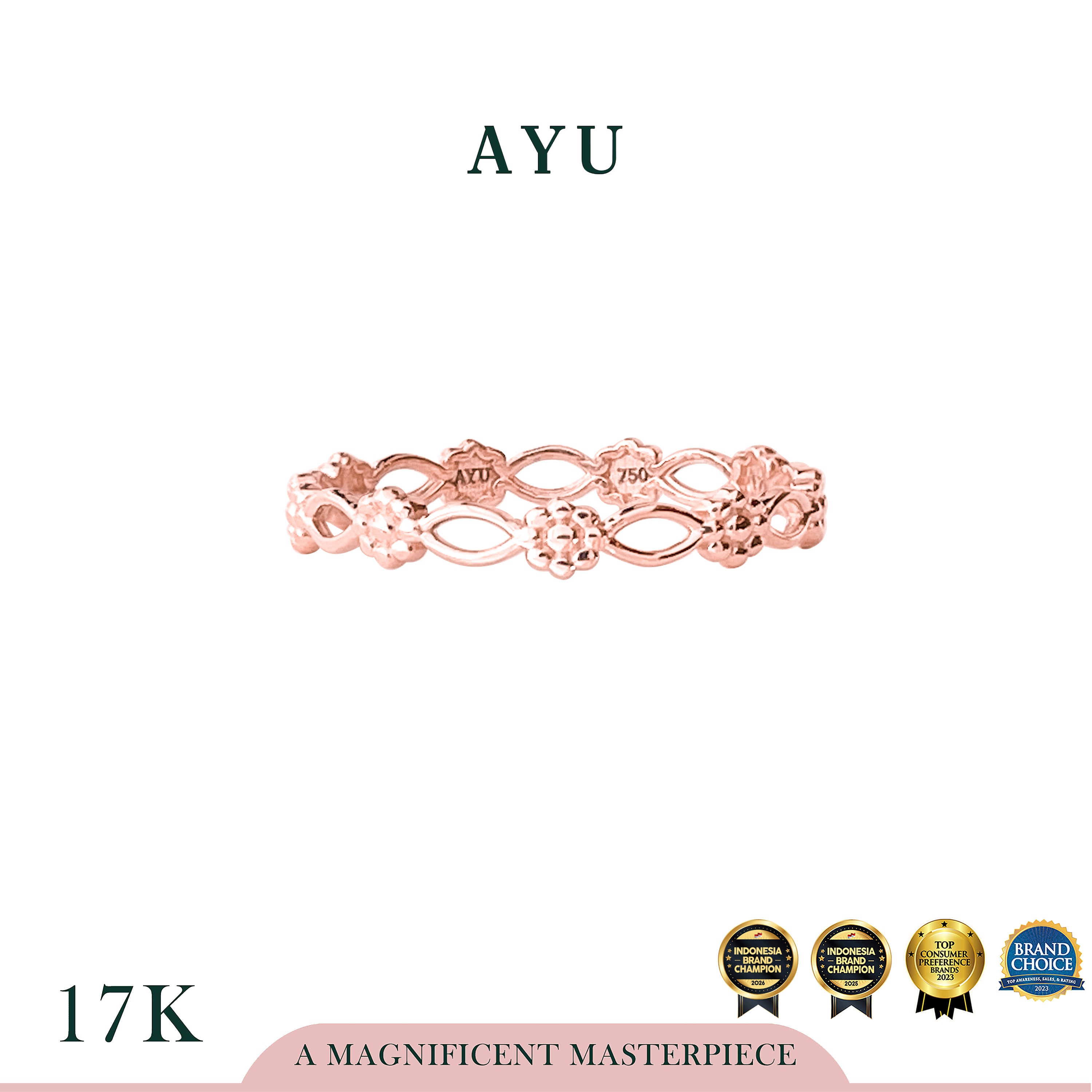 AYU Cincin Emas - Gold Everbloom Stack 17k Rose Gold