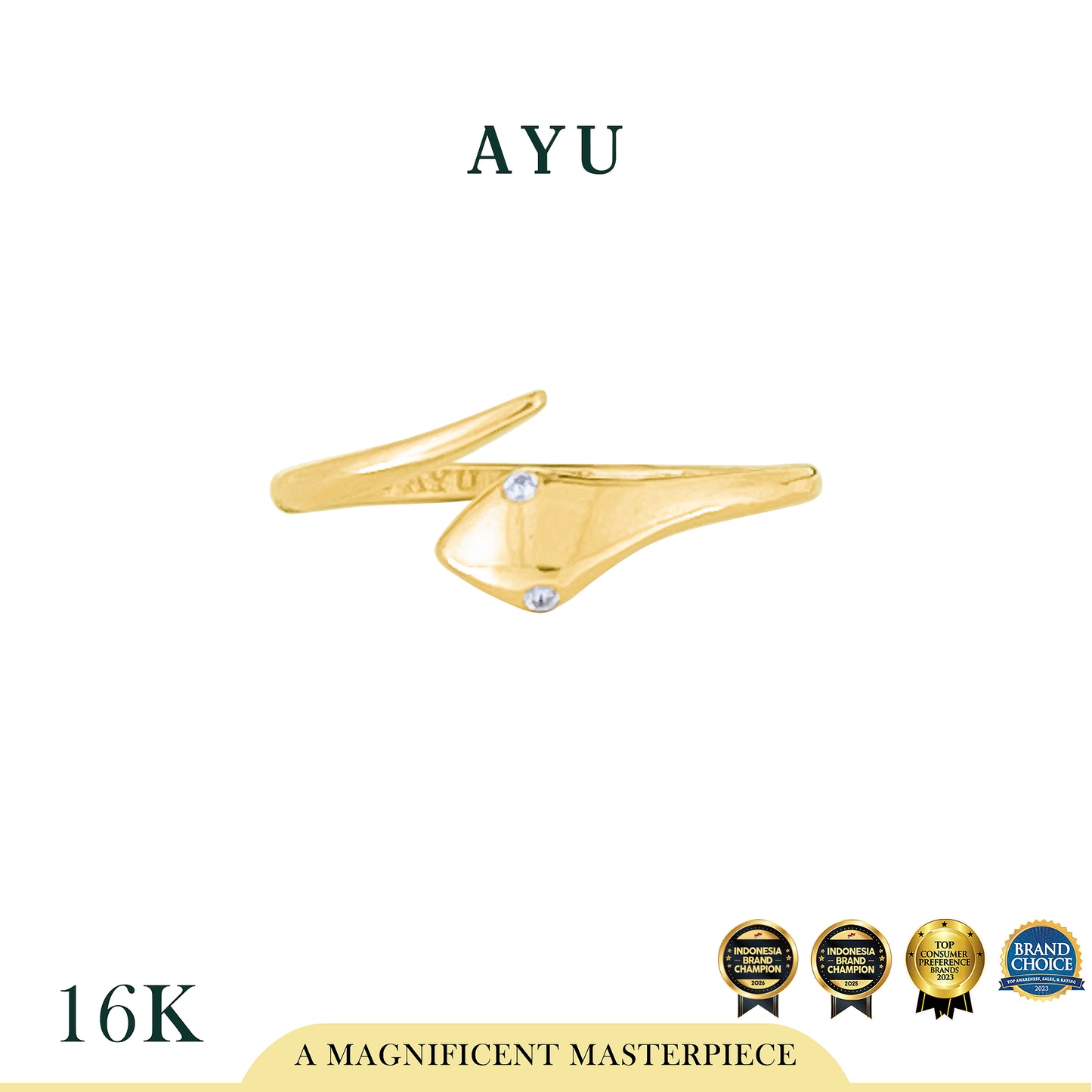 AYU Cincin Emas - Gold Sleek Serpent Ring 16k Yellow Gold