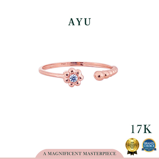 AYU Cincin Emas - Golden Daisy Open Ring 17k Rose Gold