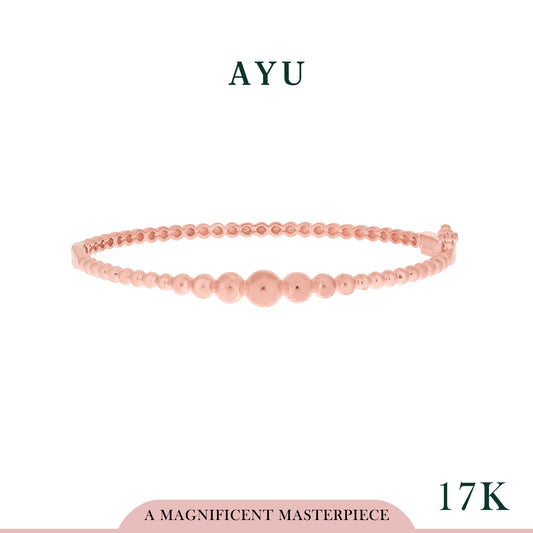 AYU Gelang Emas - Gradating Pepper Beads Bangle 17k Rose Gold