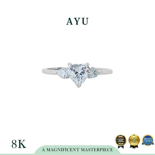 AYU Cincin Emas - Love Is A Trilogy Ring 8k White Gold