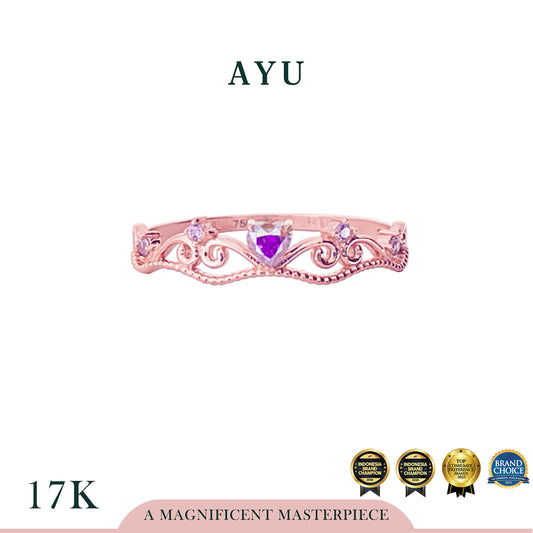 AYU Cincin Emas - Magical Heart Tiara Ring 17k Rose Gold
