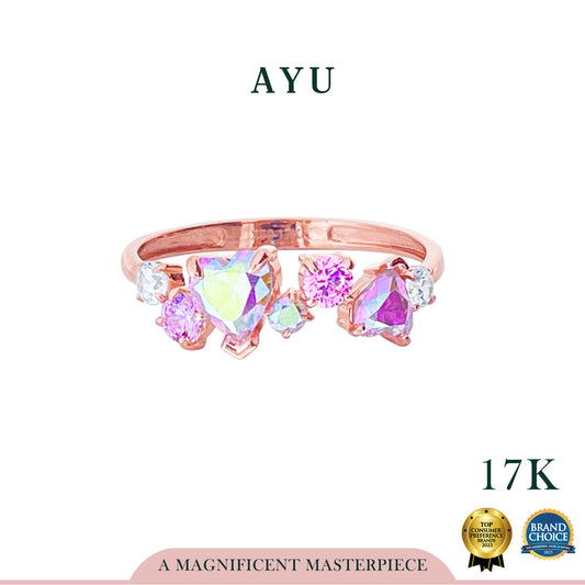 AYU Cincin Emas - Magical Hearts On A Milky Way Ring 17k Rose Gold
