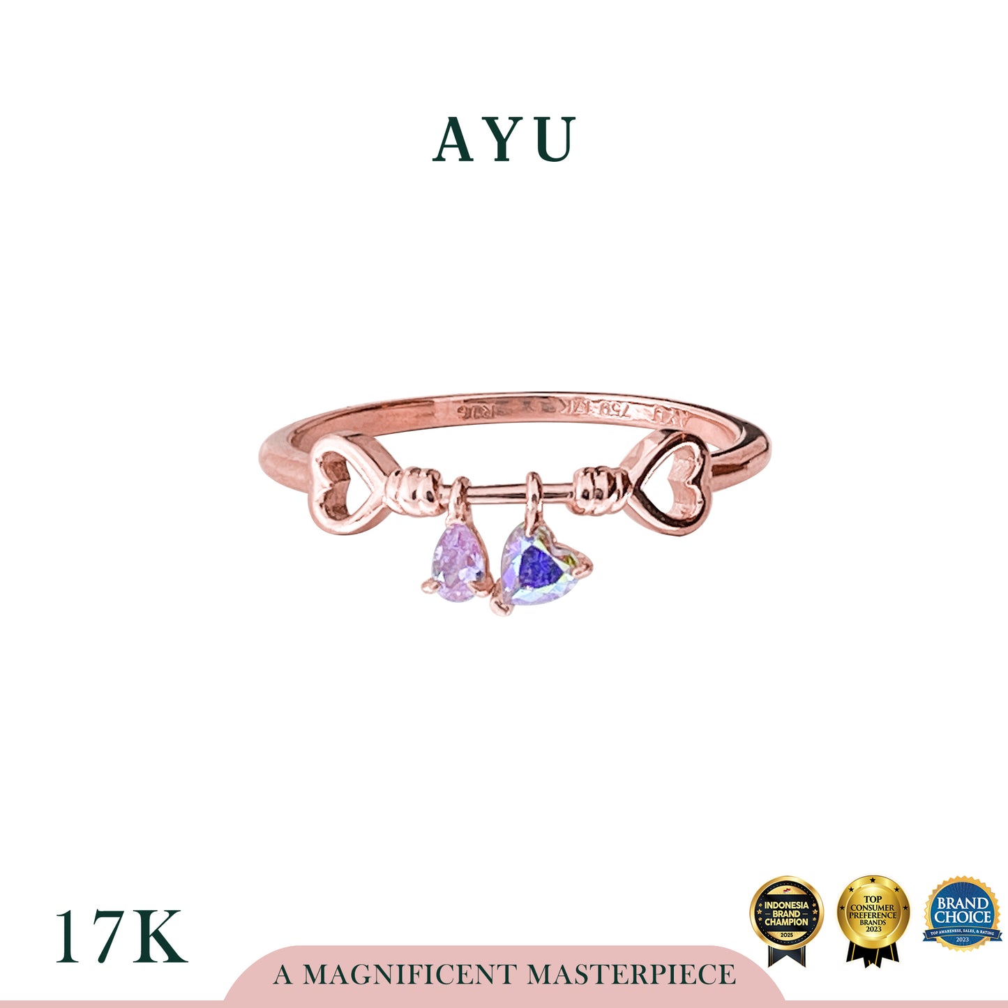 AYU Cincin Emas - Magical Love Connection Ring 17k Rose Gold