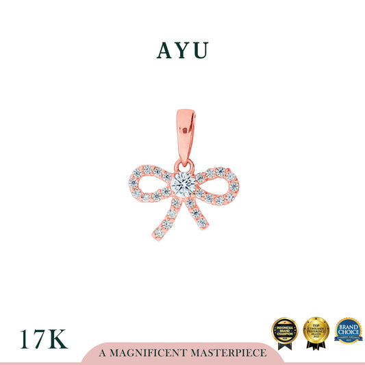 AYU Liontin Emas - Twinkle Pave Ribbon Pendant 17k Rose Gold