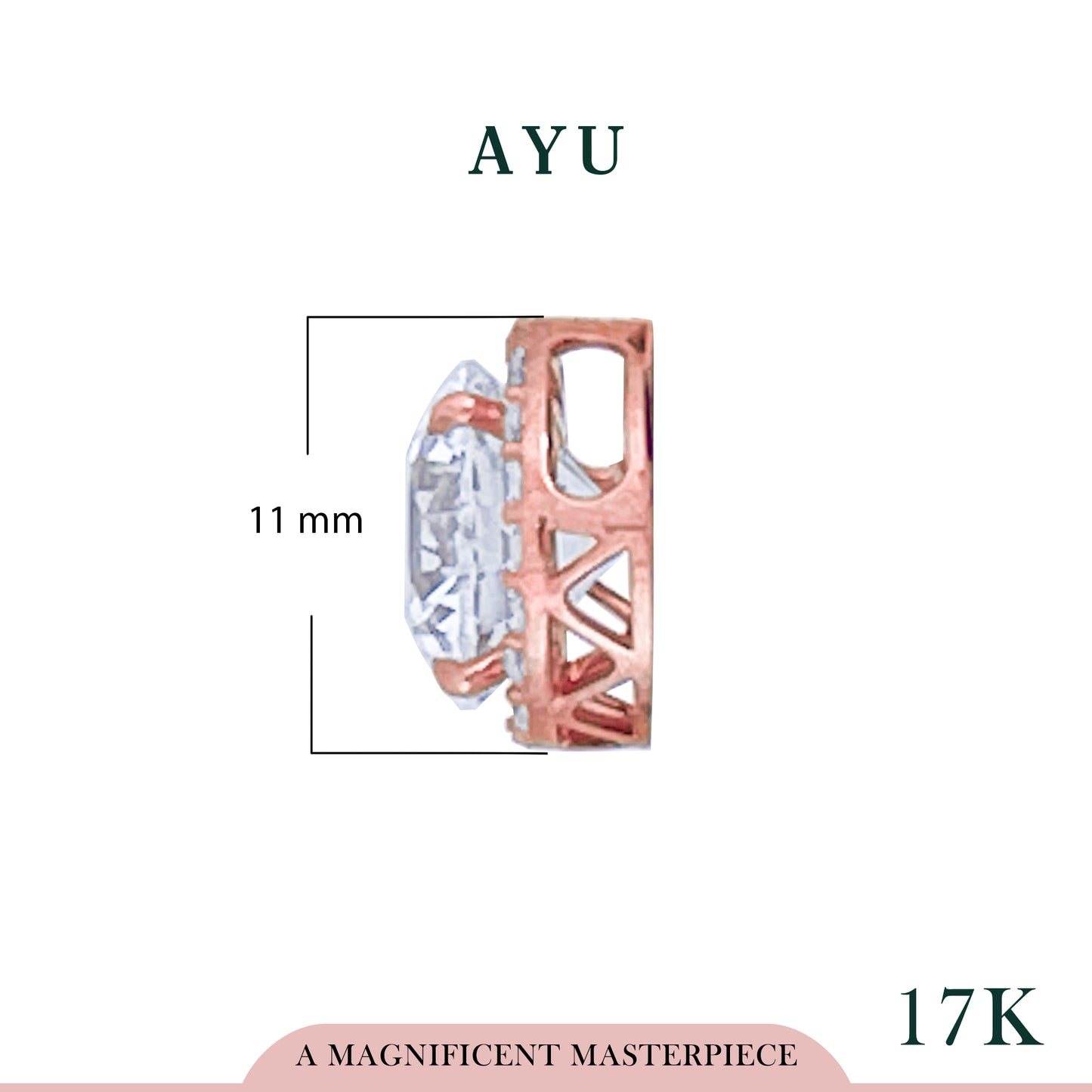 AYU Liontin Emas - Round Halo Pendant 17k Rose Gold