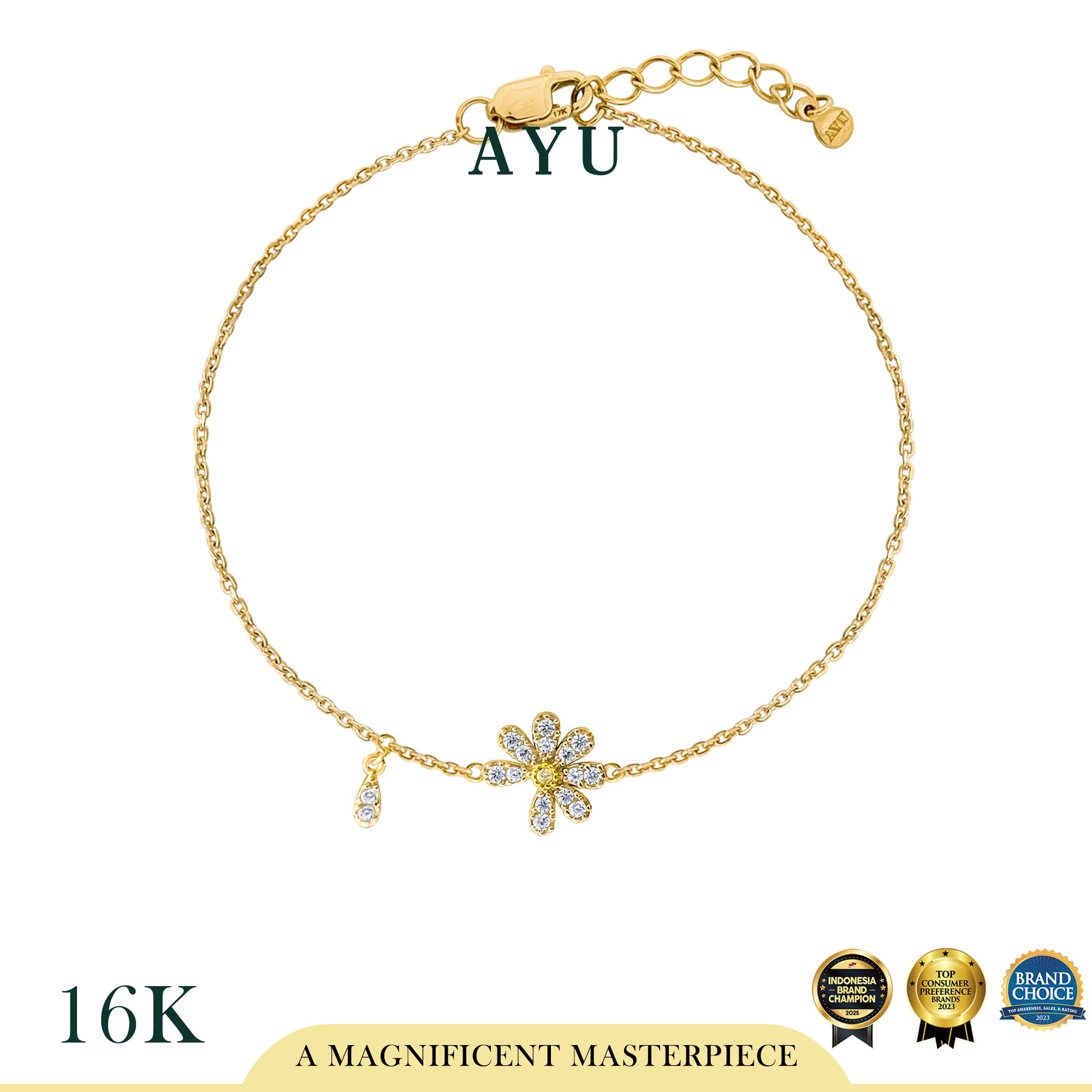 AYU Gelang Emas - Small G Daisy Chain Bracelet 16k Yellow Gold
