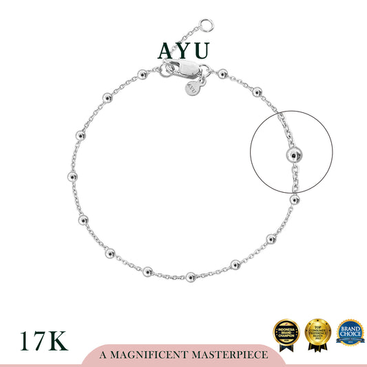 AYU Gelang Emas - Spaced Mini Boba Bracelet 17k White Gold