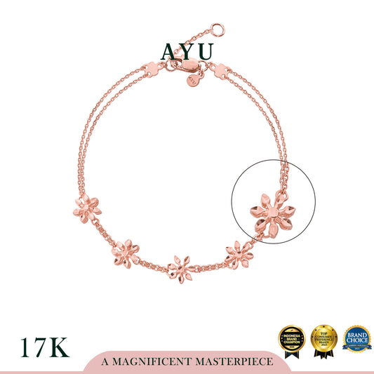 AYU Gelang Emas - Twinkle Snowflake Chain Bracelet 17k Rose Gold