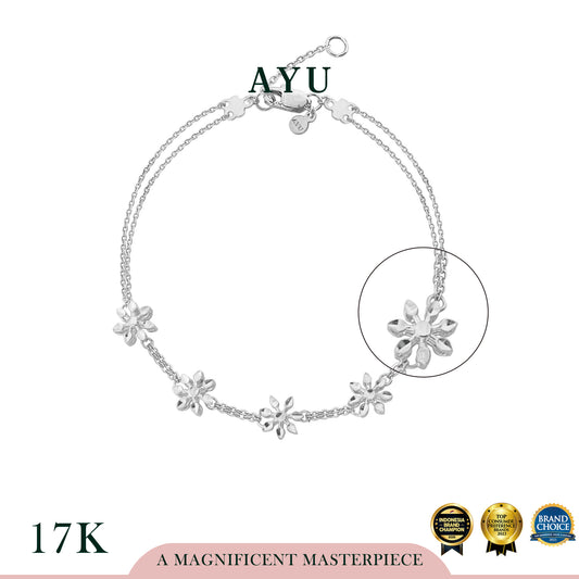 AYU Gelang Emas - Twinkle Snowflake Chain Bracelet 17k White Gold