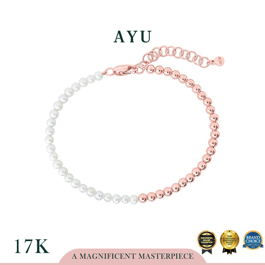 AYU Gelang Emas - Undecided Boba And Pearl Bangle 17k Rose Gold