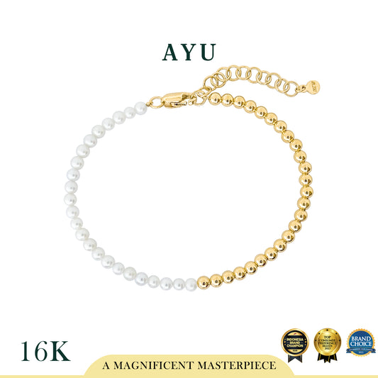 AYU Gelang Emas - Undecided Boba And Pearl Bangle 16k Yellow Gold