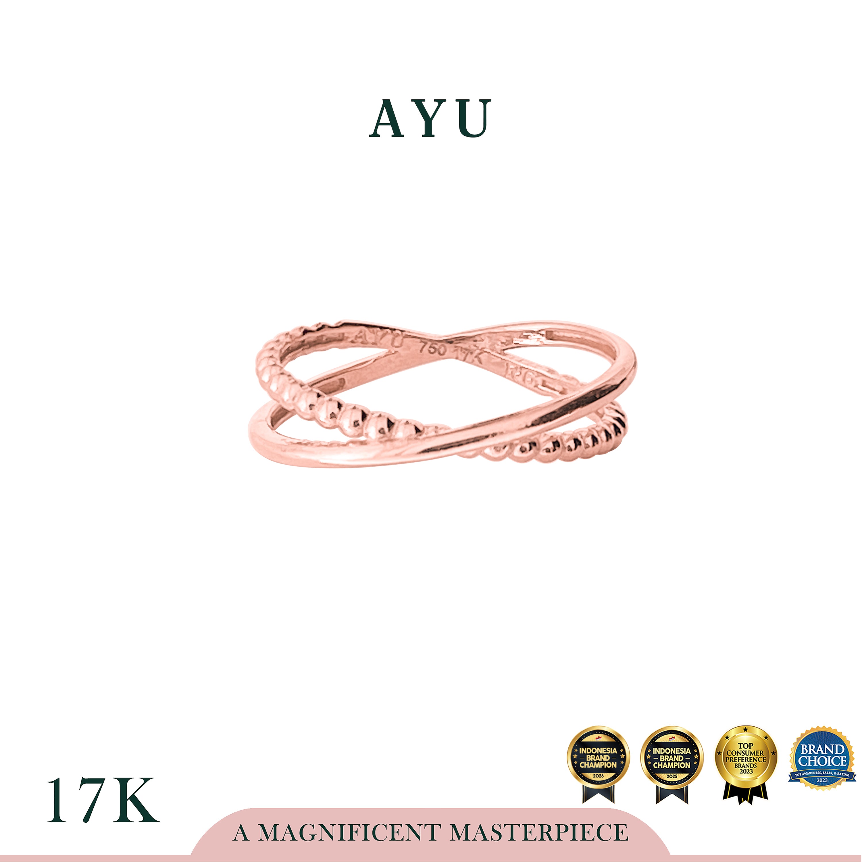 AYU Cincin Emas - X Pepper And Thin Ring 17k Rose Gold