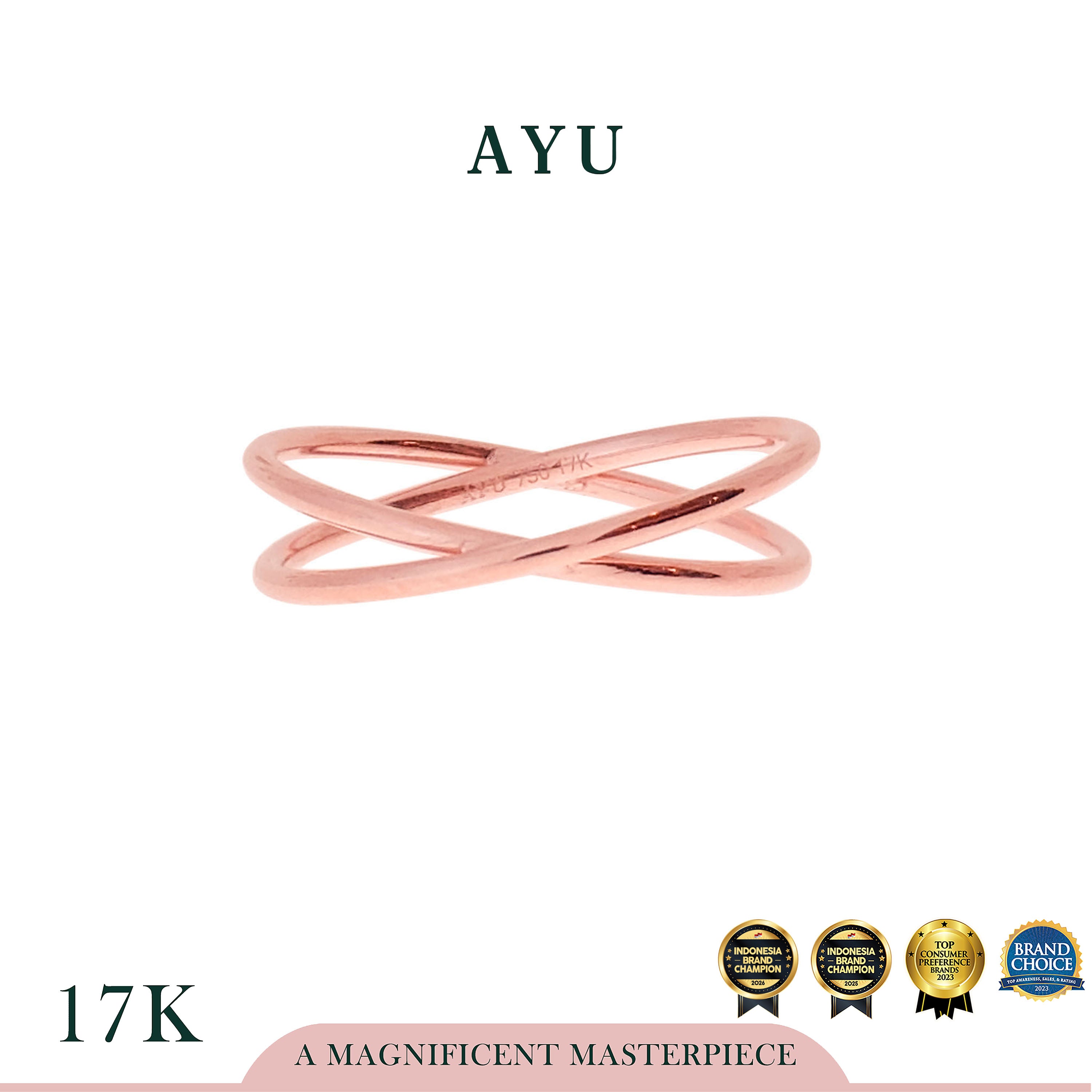 AYU Cincin Emas - X Thin Ring 17k Rose Gold