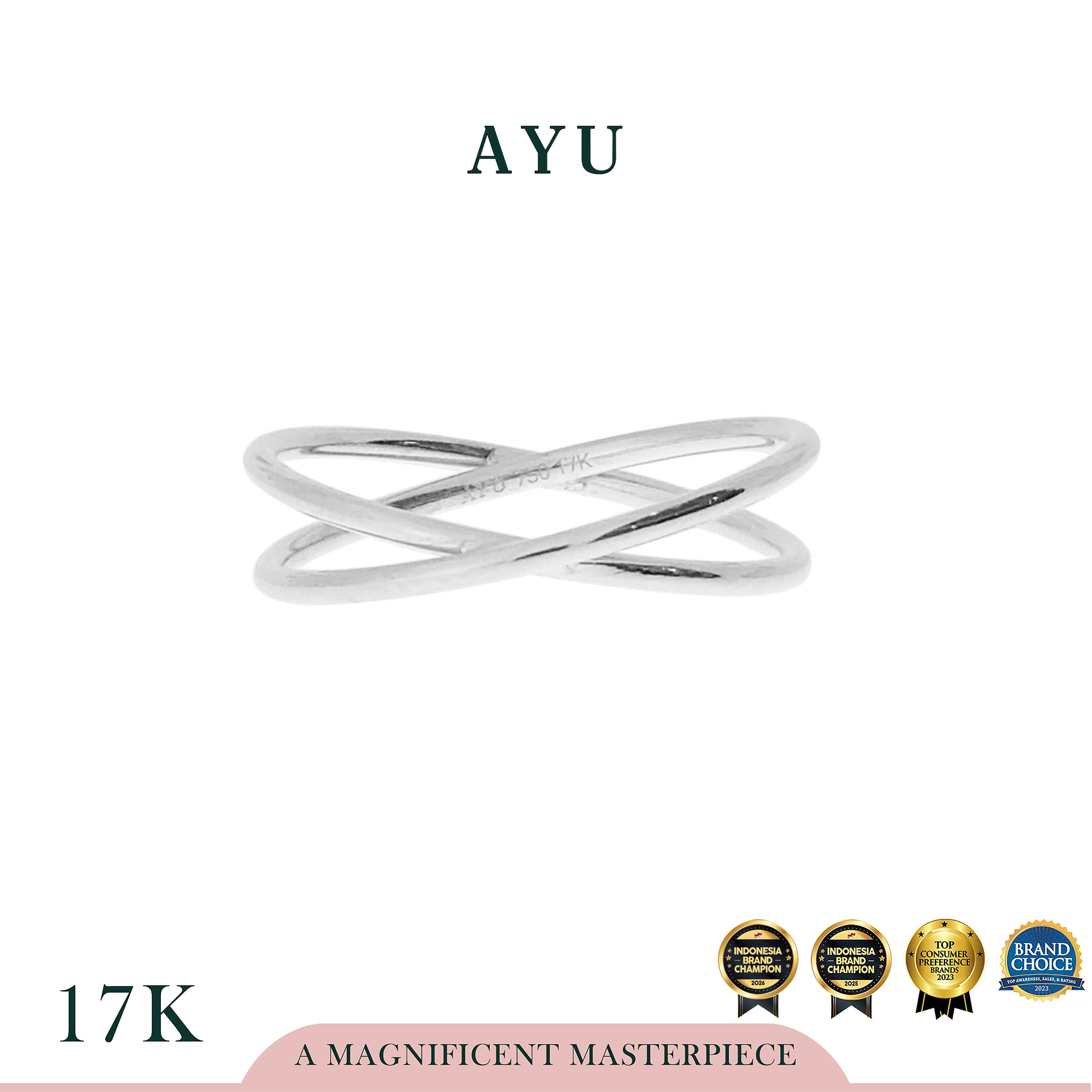 AYU Cincin Emas - X Thin Ring 17K White Gold