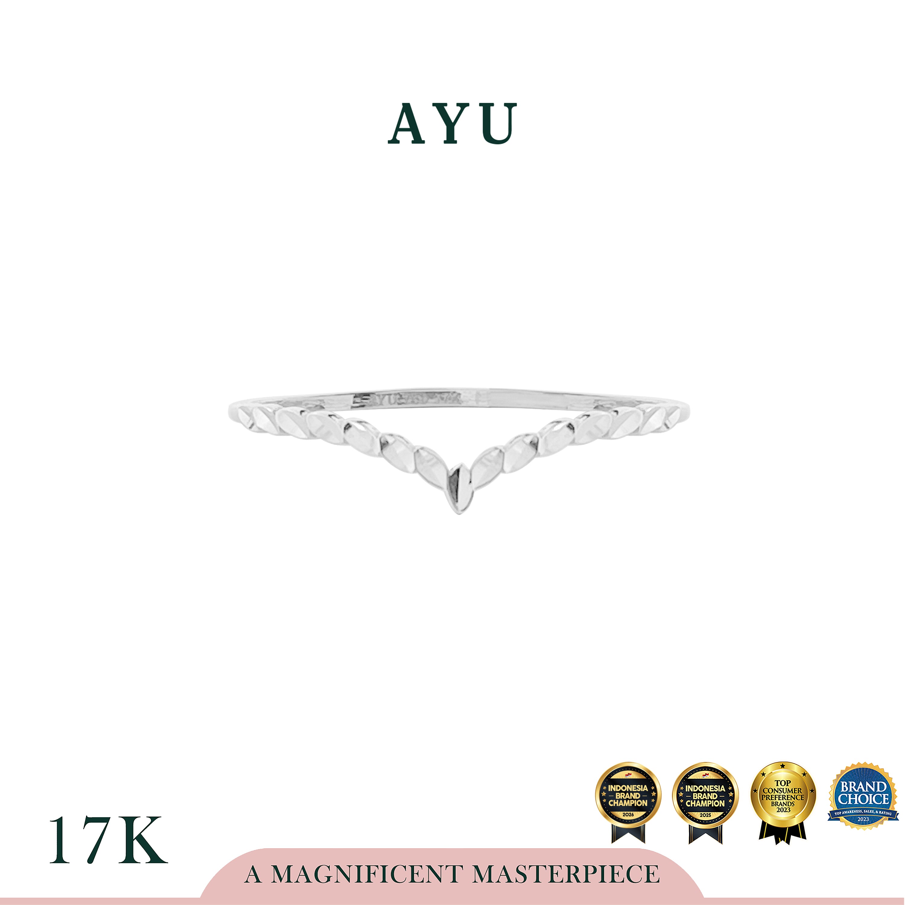 AYU Cincin Emas - Angel Vine Chevron Bling Ring 17k White Gold
