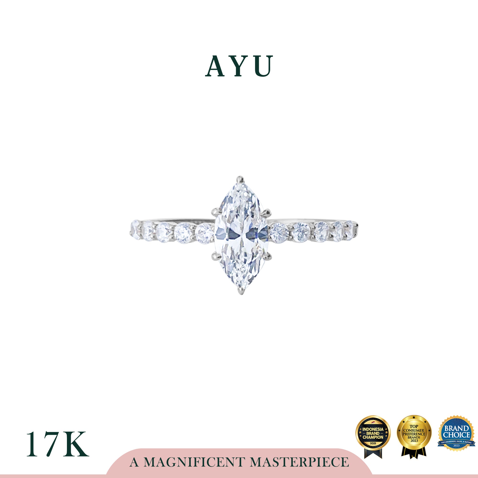 AYU Cincin Emas - The Ayu Mini Selly Ring 17k White Gold