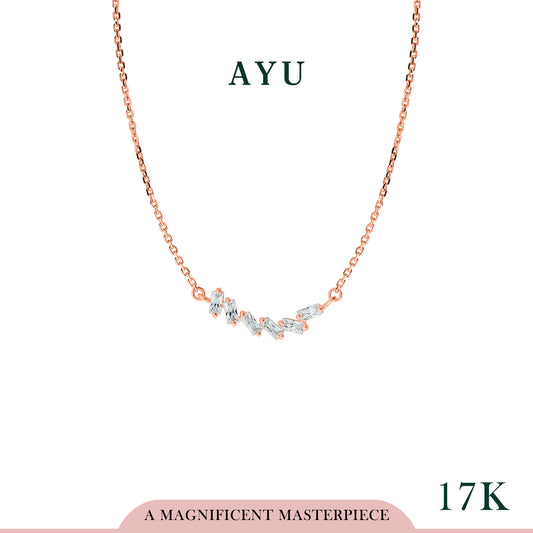 AYU Kalung Emas - Baguettes On Domino Chain Necklace 17k Rose Gold