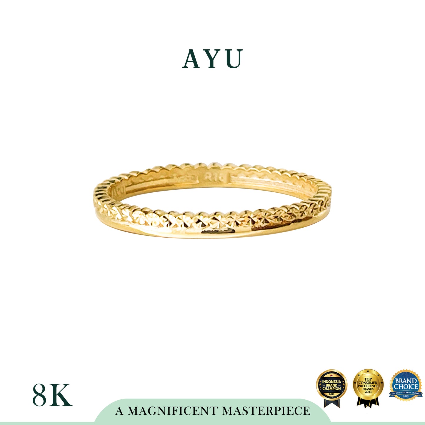 AYU Cincin Emas - Bling Round Stack On Gold 8k Yellow Gold