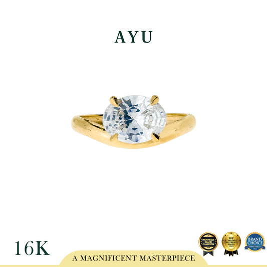 AYU Cincin Emas - Floating Oval Ring 16k Yellow Gold