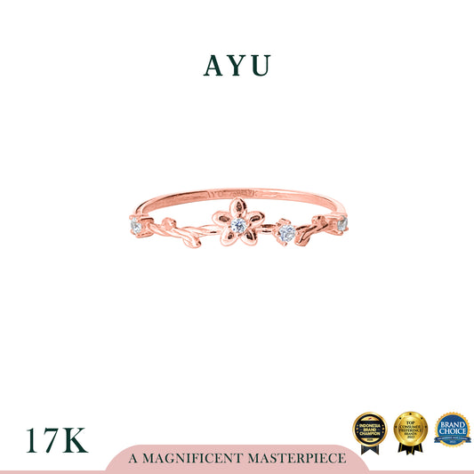 AYU Cincin Emas - Flower On Angel Vine Chevron Ring 17k Rose Gold