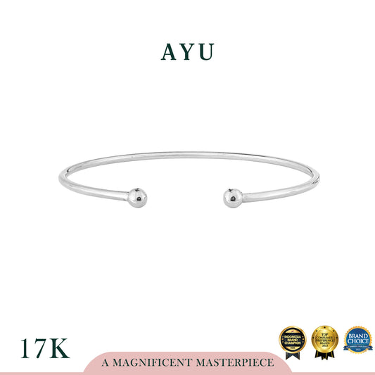 AYU Gelang Emas - Gold Boba Open Wire Bangle 17k White Gold