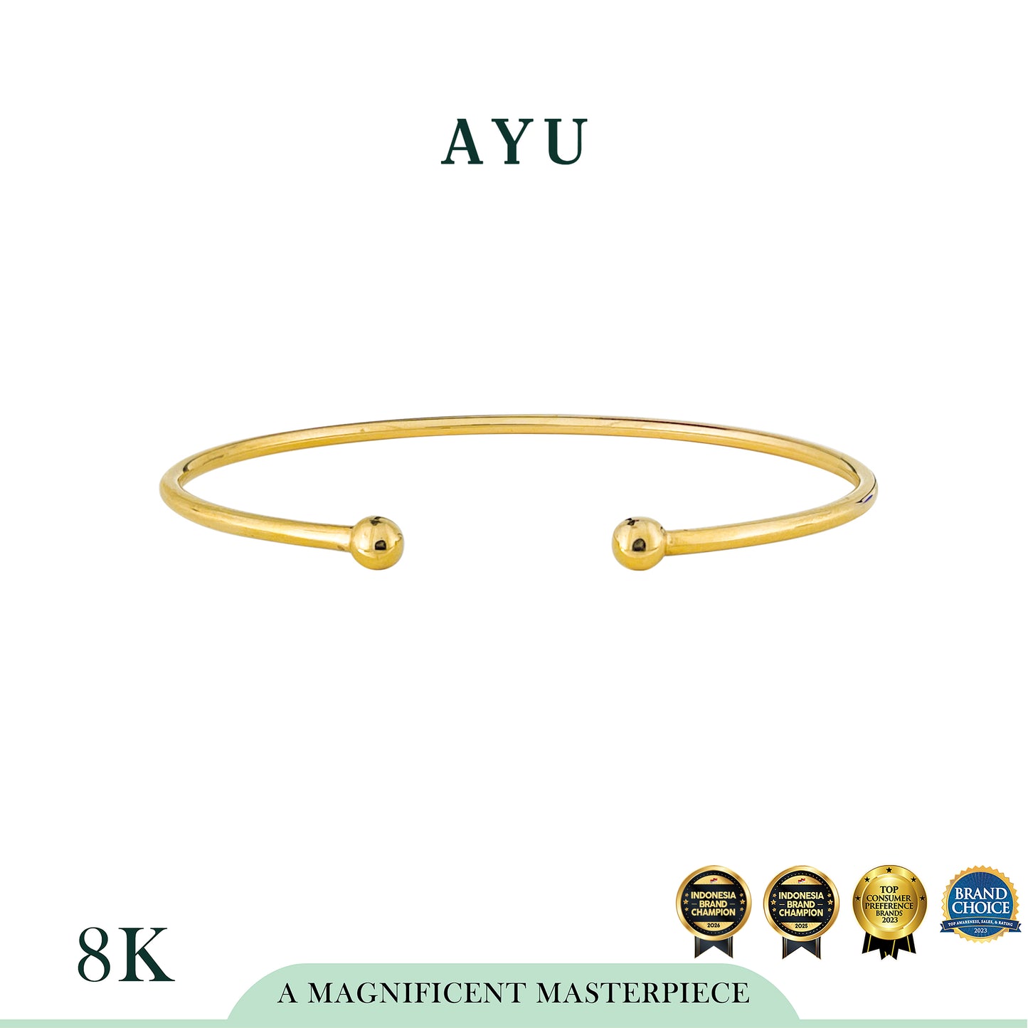 AYU Gelang Emas - Gold Boba Open Wire Bangle 8K Yellow Gold