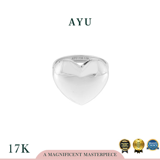 AYU Cincin Emas - Gold Chubby Heart Ring 17k White Gold