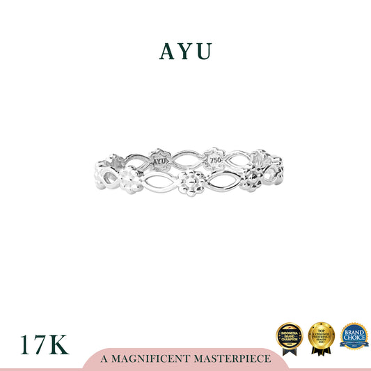 AYU Cincin Emas - Gold Everbloom Stack 17k White Gold