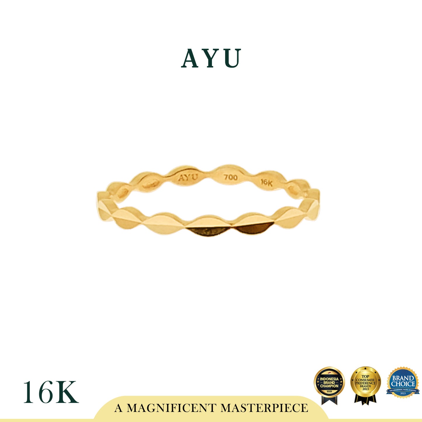 AYU Cincin Emas-Gold Marquise Cut Bling Stack 16k Yellow Gold
