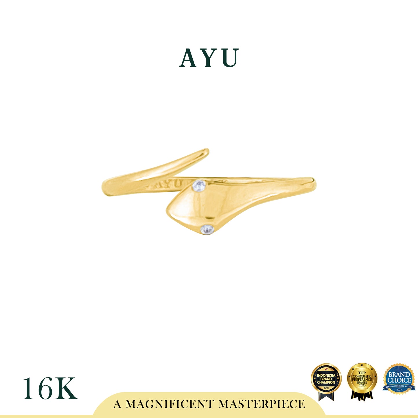 AYU Cincin Emas - Gold Sleek Serpent Ring 16k Yellow Gold