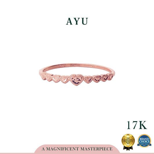 AYU Cincin Emas - Heart Bling On Repeat Ring 17k Rose Gold