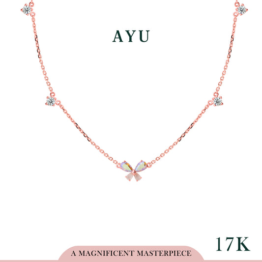 AYU Kalung Emas - Magical Butterfly Chain Necklace 17k Rose Gold