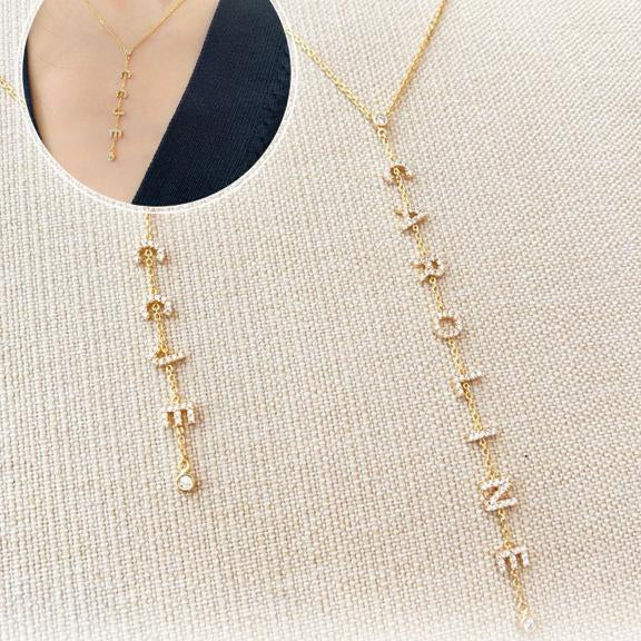 Custom Order PL AYU Mini Pave Lariat Bezel Chain Necklace ( AYU ) 17k Rose Gold 40cm
